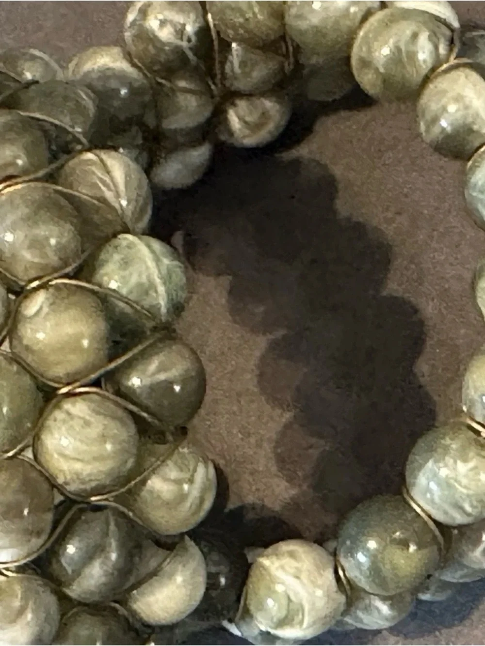 Coastal Sea Green Beads & Gold Wire Napkin Rings- Set of 4